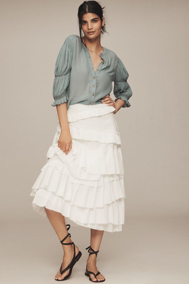 Pilcro Gauzy Bubble Sleeve Buttondown Top #2