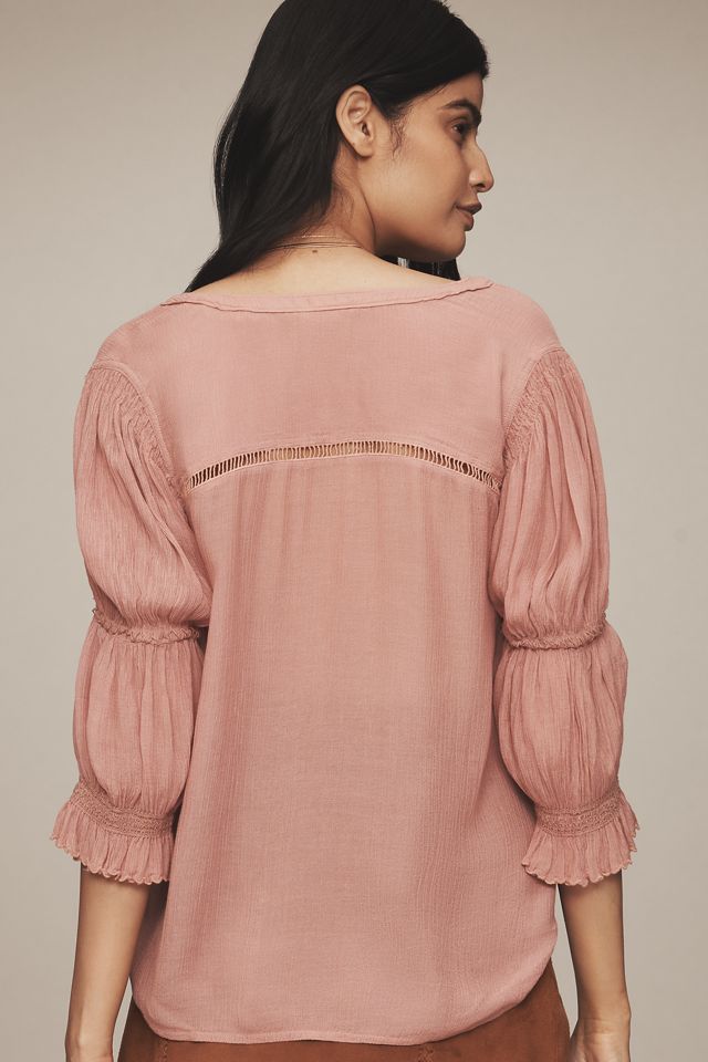 Pilcro Gauzy Bubble Sleeve Buttondown Top #1