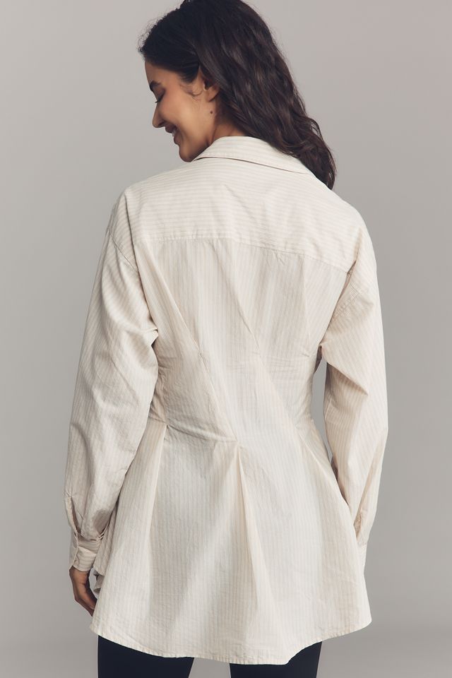 Maeve Long-Sleeve Waisted Buttondown Shirt #1