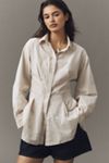 Maeve Long-Sleeve Waisted Buttondown Shirt