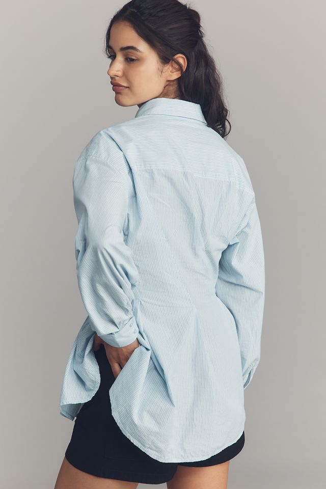Maeve Long-Sleeve Waisted Buttondown Shirt #2