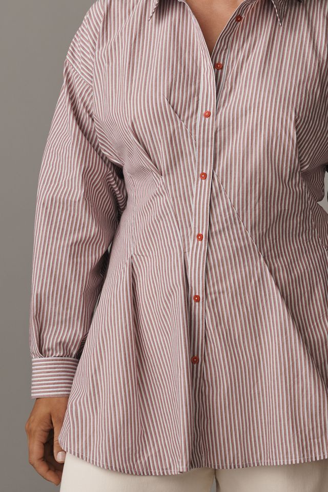 Maeve Long-Sleeve Waisted Buttondown Shirt #5