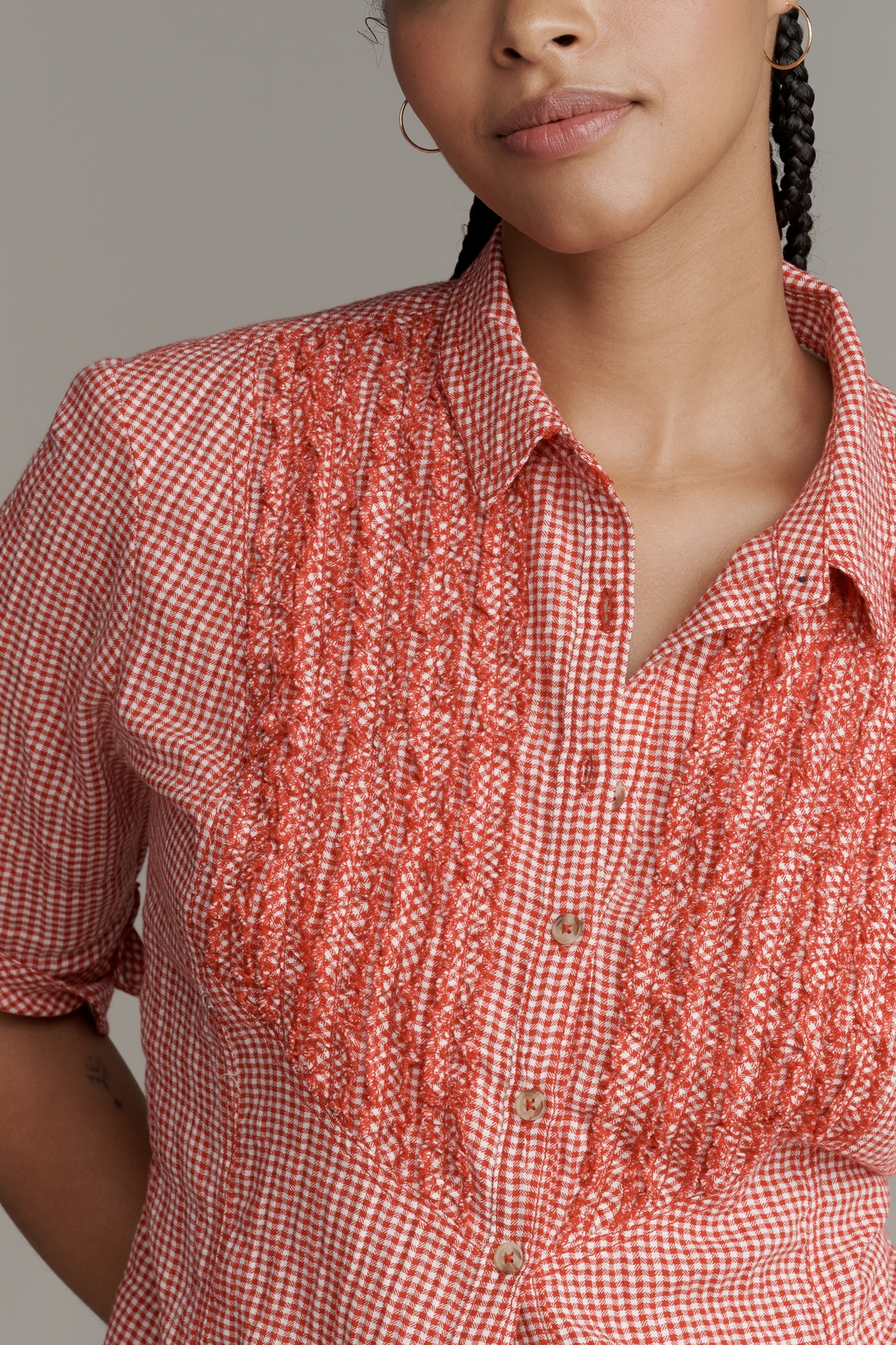 Pilcro Pintuck Half-Sleeve Buttondown Shirt