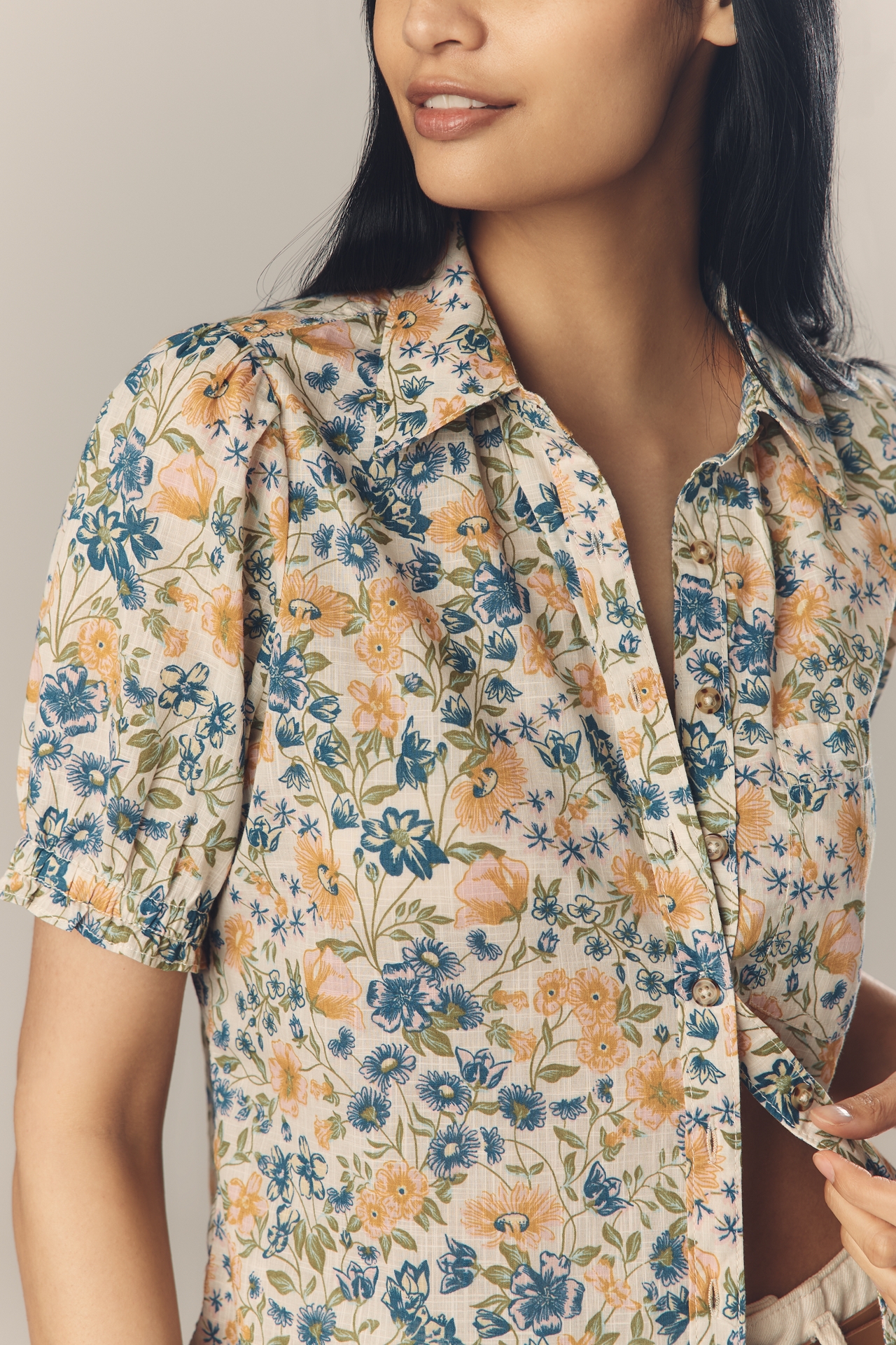 The Aly Puff-Sleeve Blouse by Pilcro
