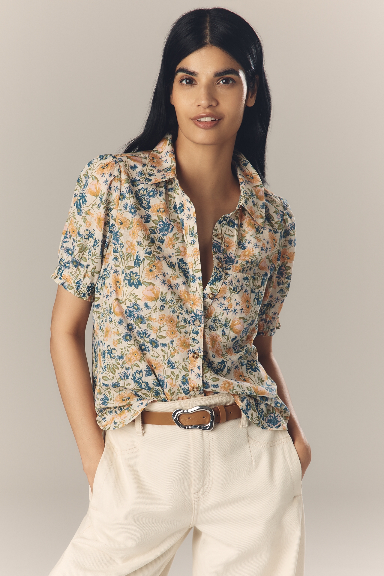 The Aly Puff-Sleeve Blouse by Pilcro