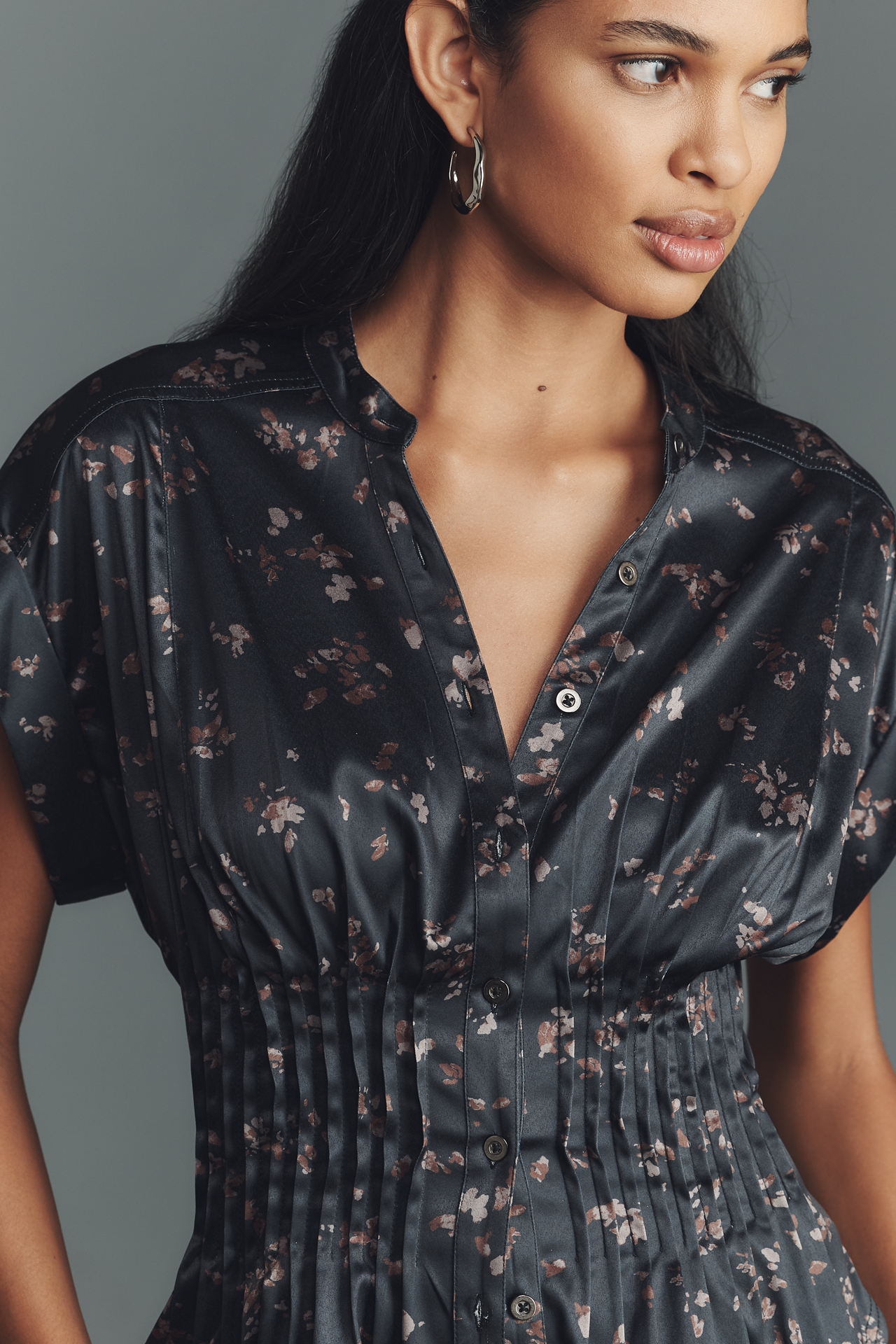 Pilcro Silky Pleated Waisted Blouse