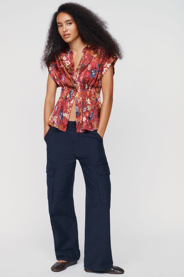 Linden Silken Pleated Waisted Blouse by Pilcro #1