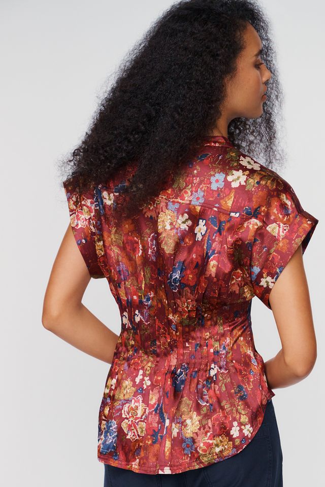 Linden Silken Pleated Waisted Blouse by Pilcro #2