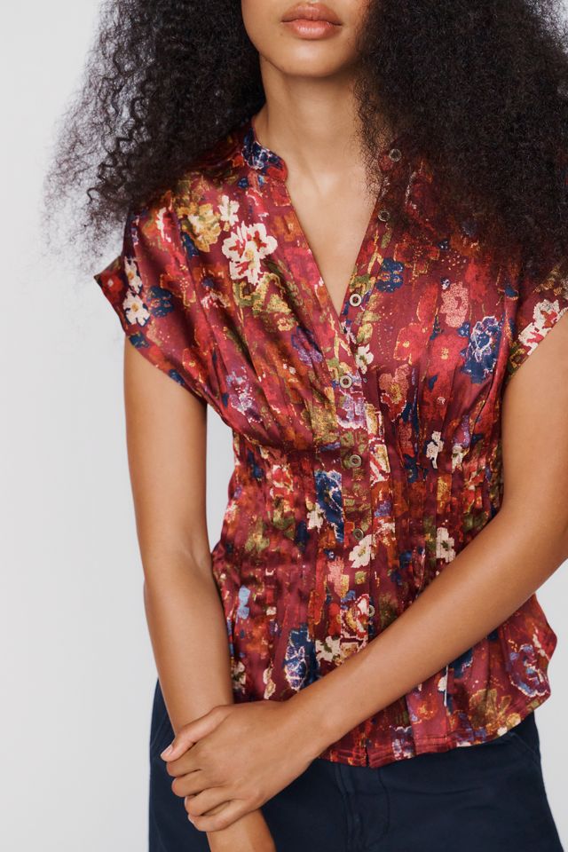 Linden Silken Pleated Waisted Blouse by Pilcro #3