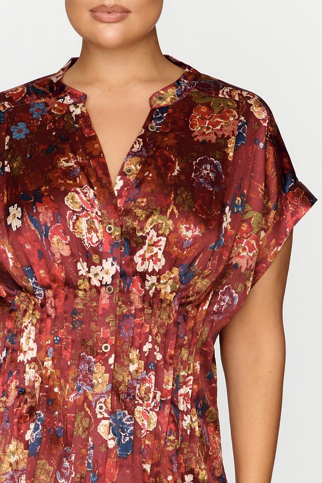 Linden Silken Pleated Waisted Blouse by Pilcro #5