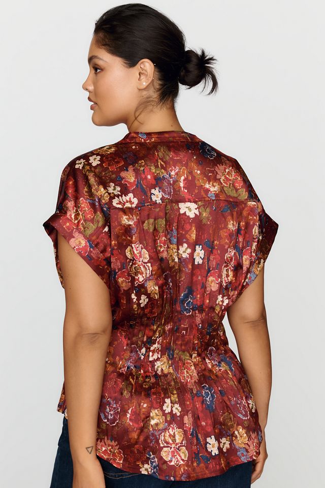 Linden Silken Pleated Waisted Blouse by Pilcro #6