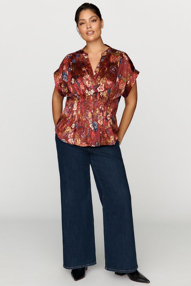Linden Silken Pleated Waisted Blouse by Pilcro #7