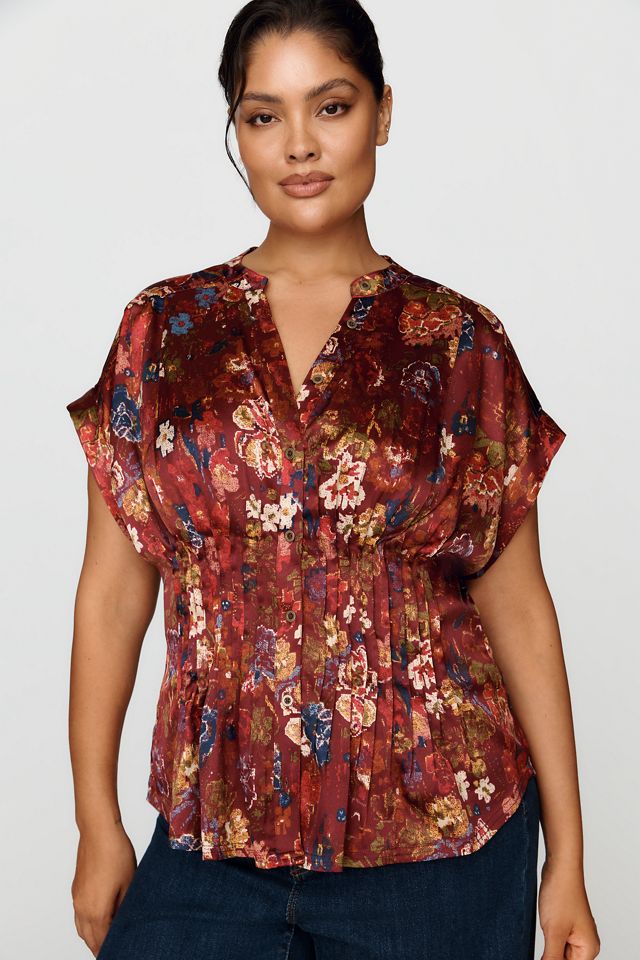 Linden Silken Pleated Waisted Blouse by Pilcro #4