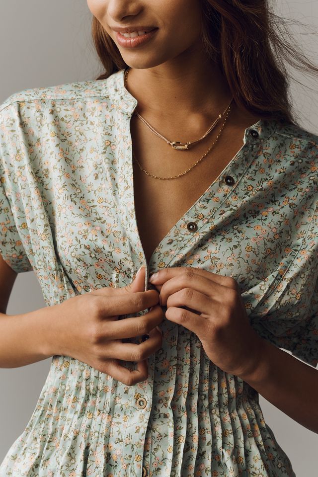 Linden Silken Pleated Waisted Blouse by Pilcro | Anthropologie