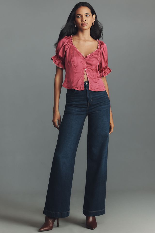 By Anthropologie Blusa con Volantes de Manga Abullonada #2