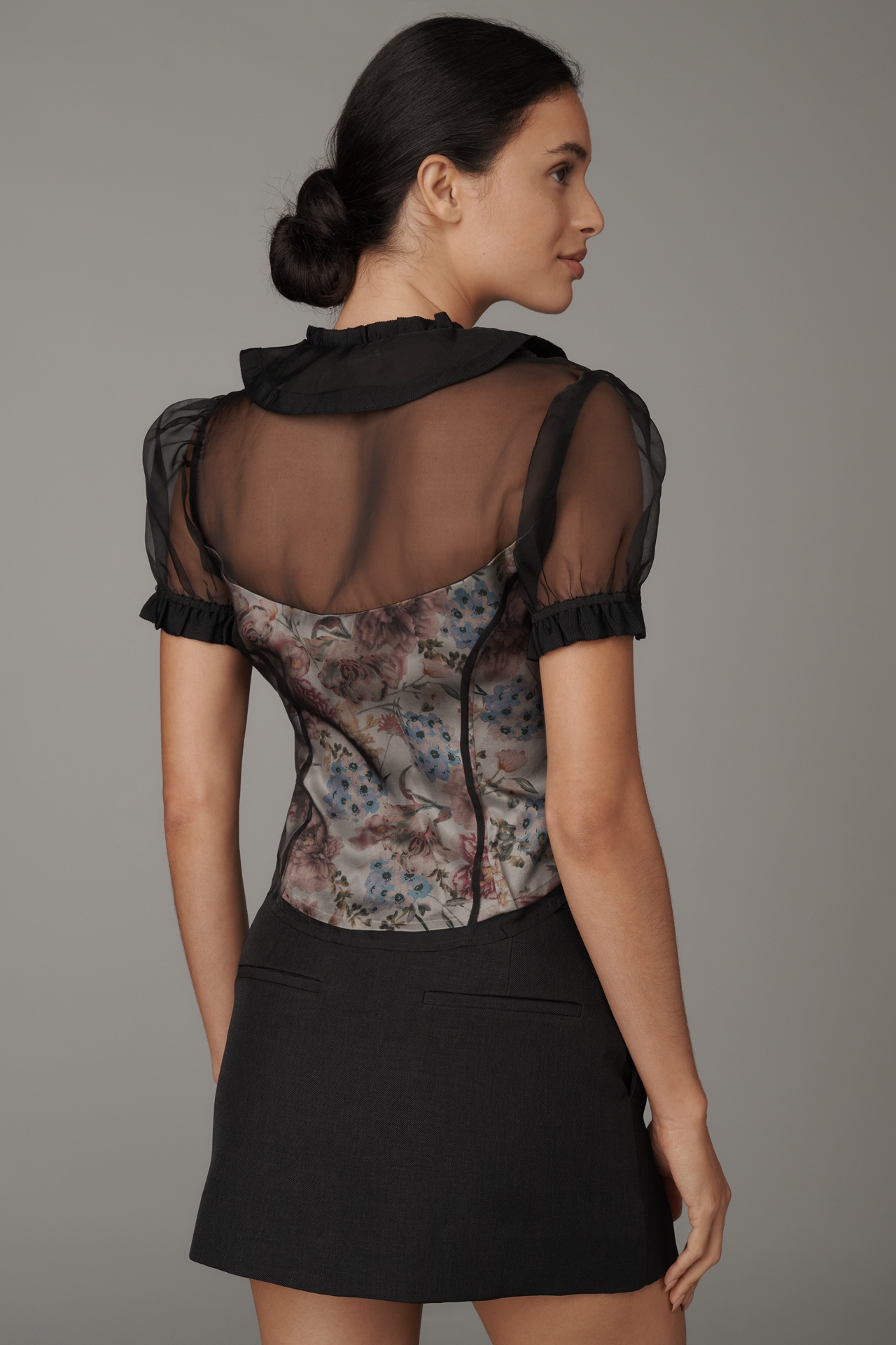 Maeve Organza Puff-Sleeve Blouse