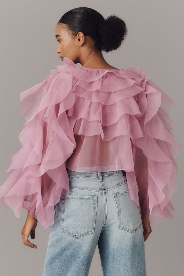 Top Transparente con Volantes de Organza Maeve #1