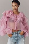 Maeve Organza Ruffled Sheer Top