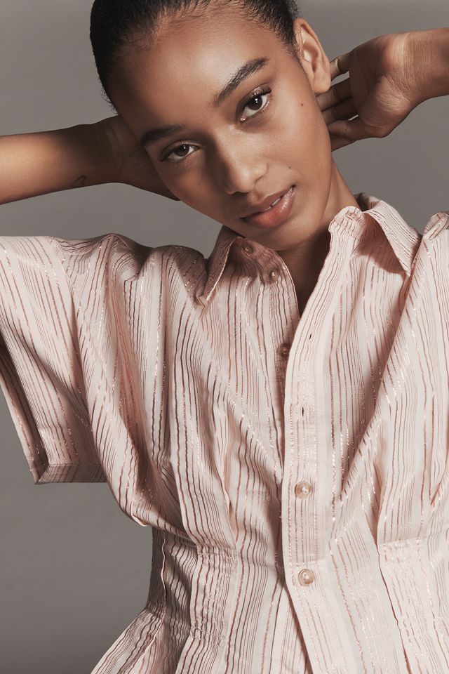 The Bobbie Short-Sleeve Fitted-Waist Blouse by Pilcro #1