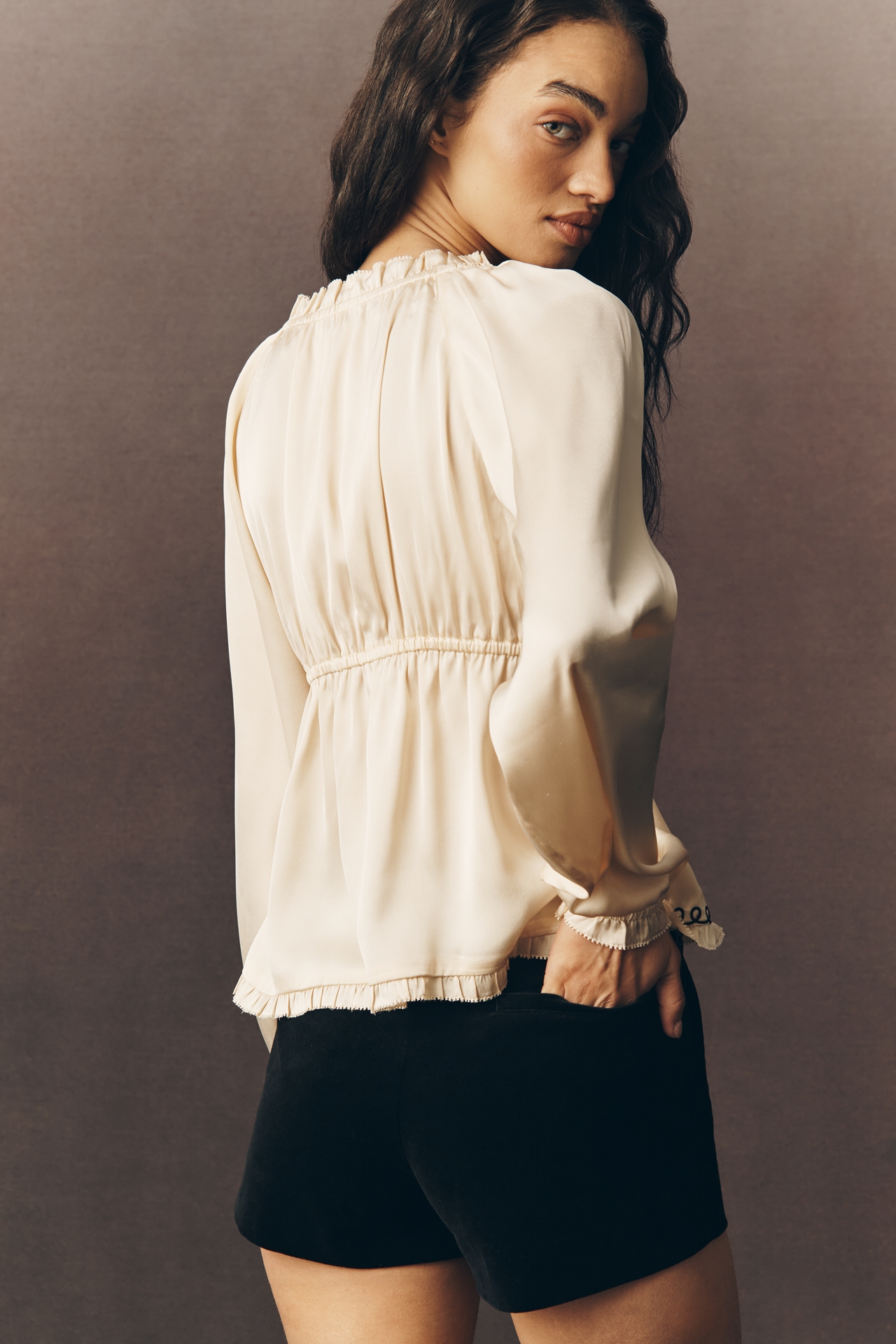 By Anthropologie Long Sleeve Embroidered Blouse