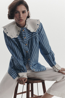 Maeve Eyelet Collared Blouse In Multi