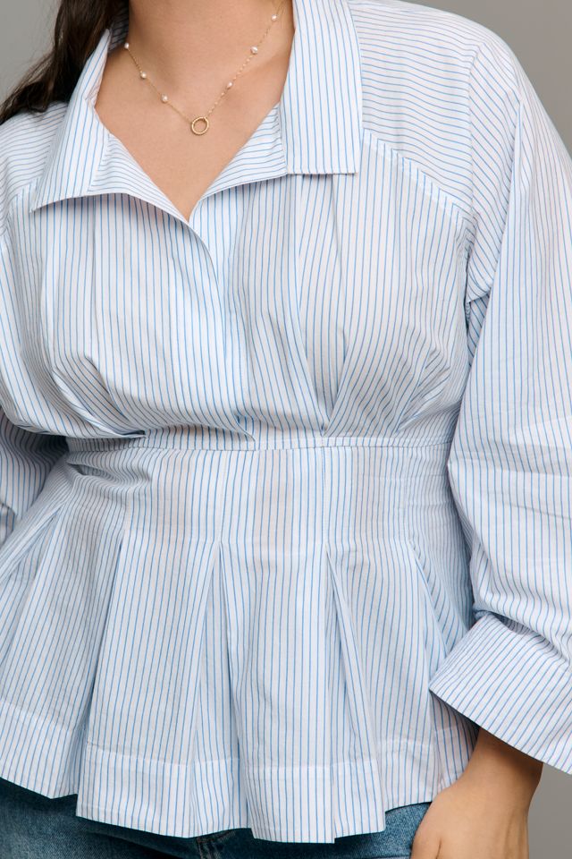 Maeve Long-Sleeve Waisted V-Neck Top #4