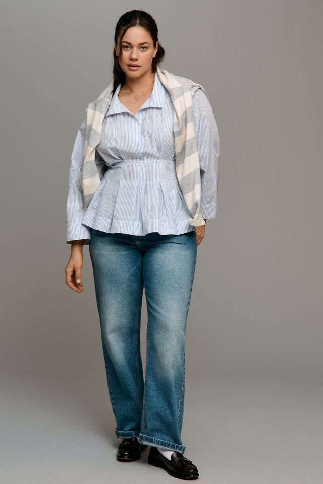 Maeve Long-Sleeve Waisted V-Neck Top #6