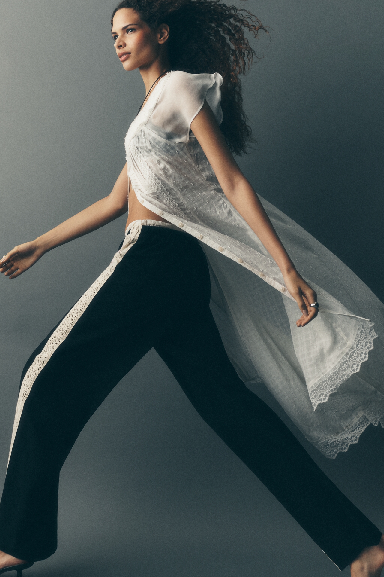 Pilcro Short-Sleeve Textured Maxi Tunic