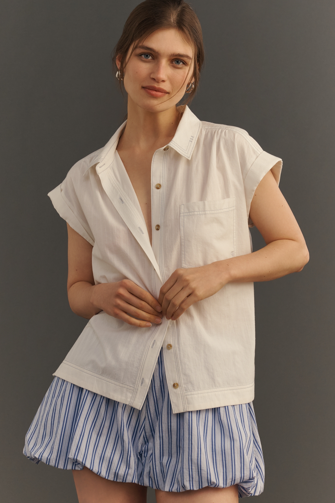 Pilcro Short-Sleeve Buttondown Shirt