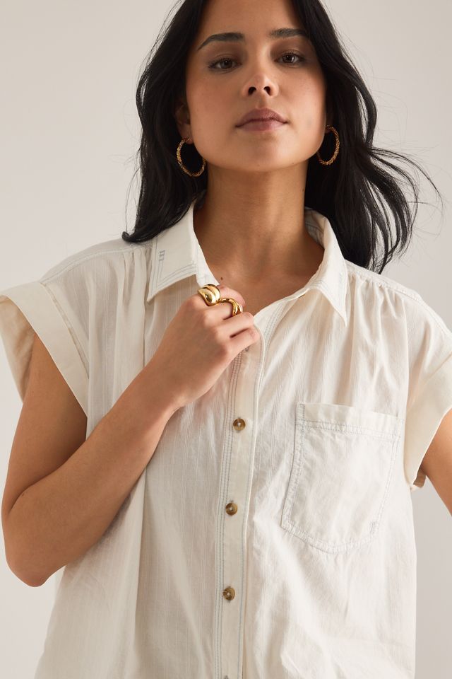 Pilcro Sheer Cap-Sleeve Shirt #4