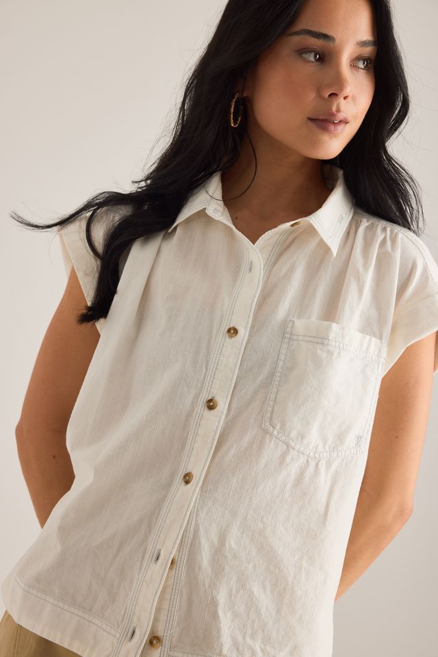 Pilcro Sheer Cap-Sleeve Shirt #5