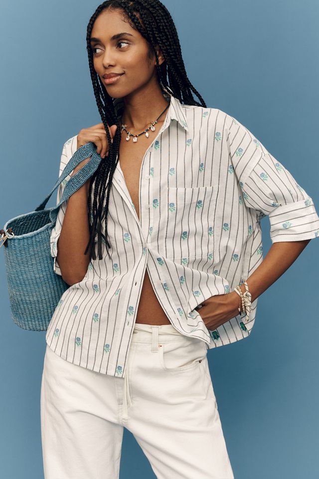 The Mabel Boxy Oxford Shirt by Maeve | Anthropologie