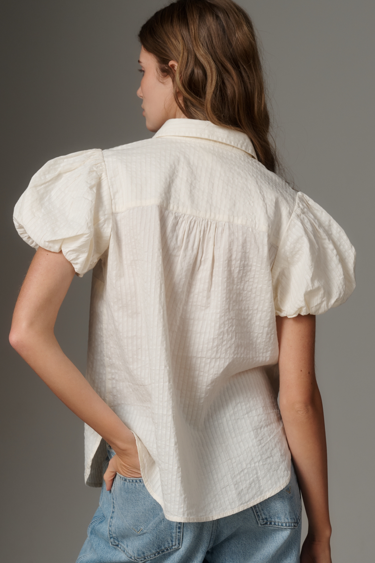 The Aly Eyelet Puff-Sleeve Blouse by Pilcro