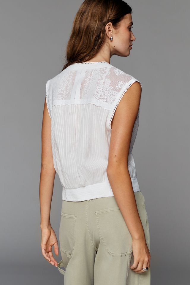 Pilcro Cotton Lace Muscle Top #3