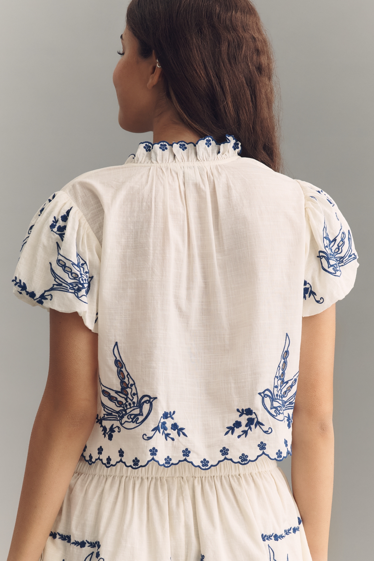 Maeve Cotton Voile Embroidered Blouse