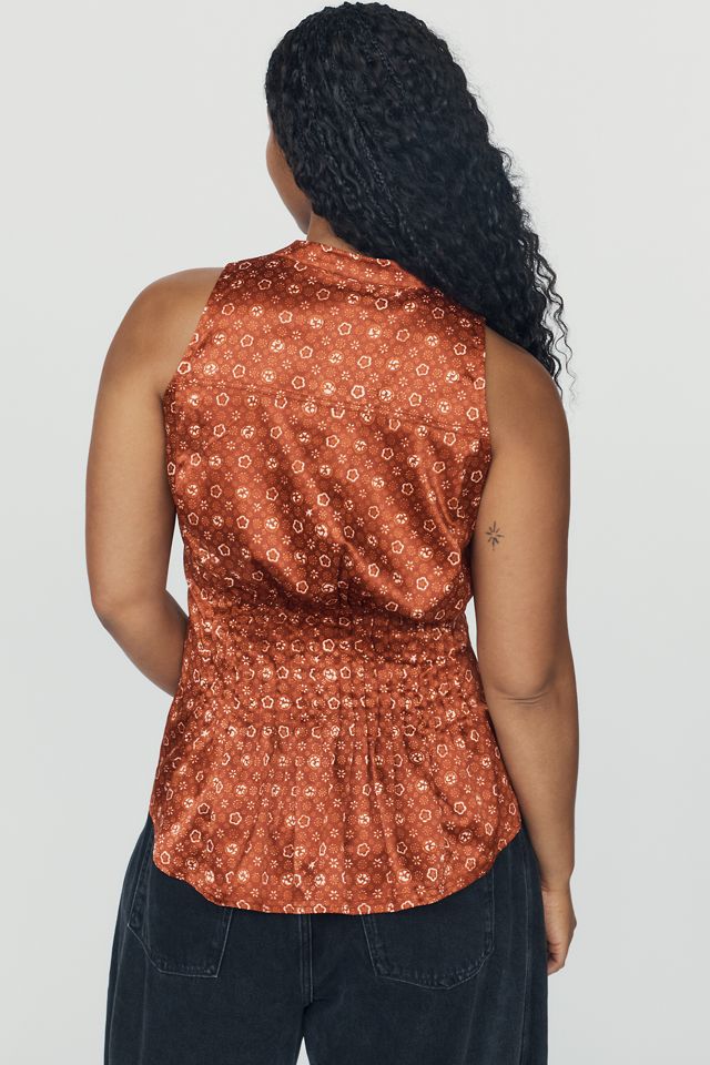 Linden Sleeveless Silken Pleated Blouse by Pilcro #3