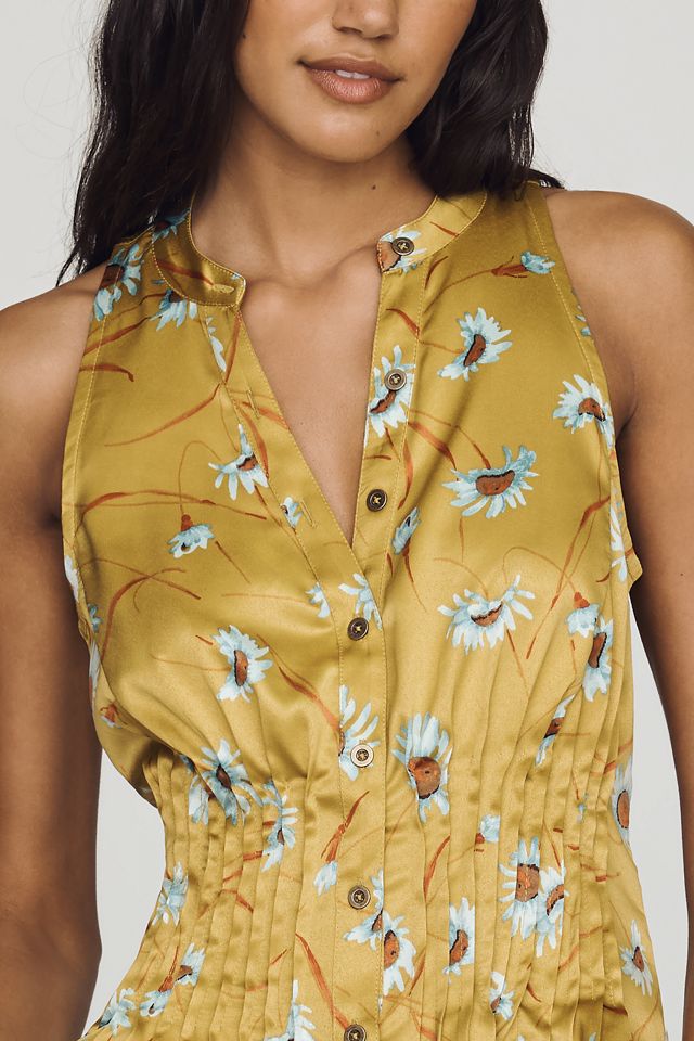 Linden Sleeveless Silken Pleated Blouse by Pilcro #1