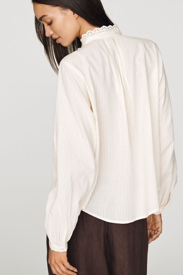 By Anthropologie Cotton Lace Buttondown Blouse #2