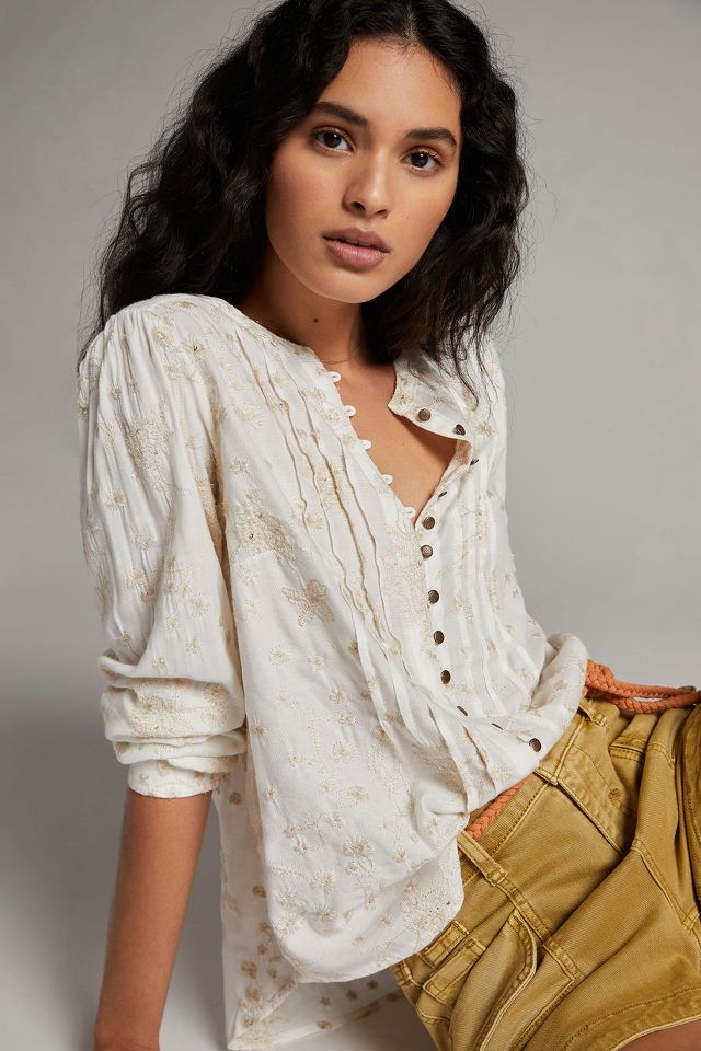 Pilcro Jolie Pintucked Blouse | Anthropologie