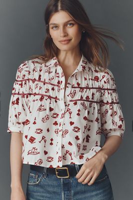 The Leandra Shirred Yoke Blouse by Maeve