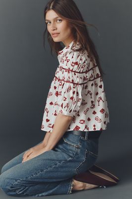 The Leandra Shirred Yoke Blouse by Maeve