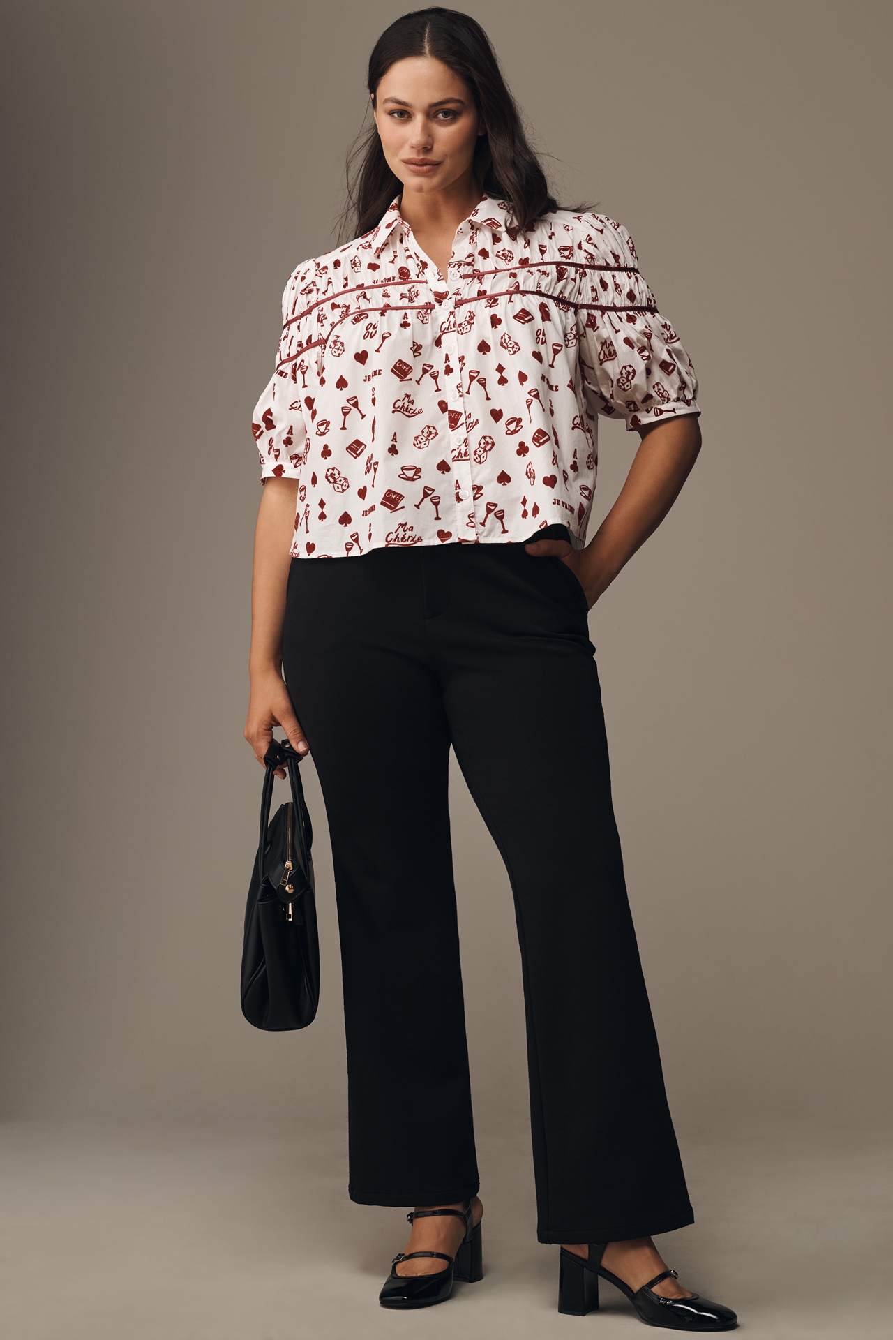 The Leandra Flocked Shirred Yoke Blouse by Maeve