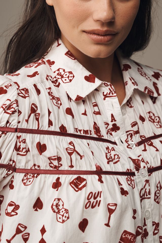 The Leandra Flocked Shirred Yoke Blouse by Maeve #6