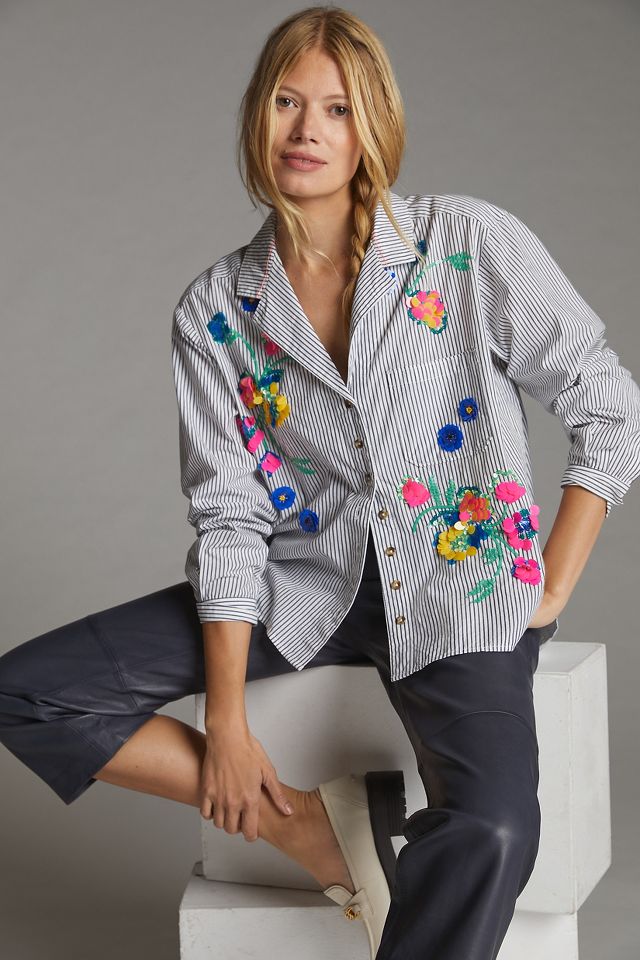 Embroidered button outlet down shirt