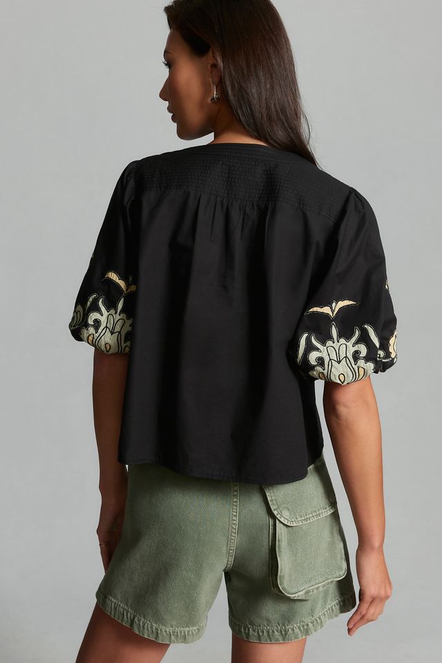 Chemisier à manches bouffantes et imprimé By Anthropologie #1