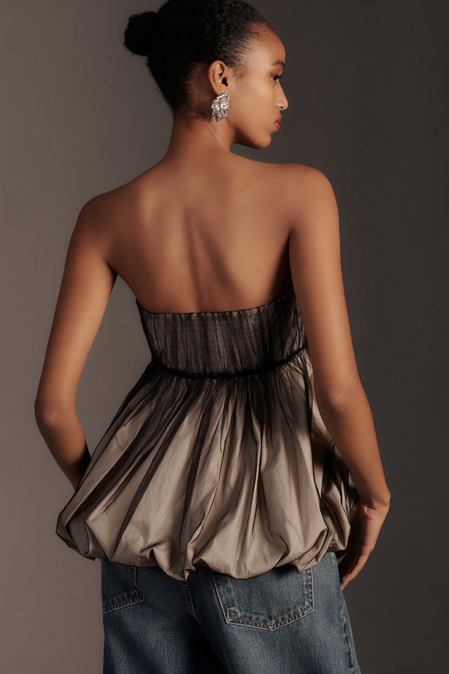 By Anthropologie Strapless Tulle Bubble-Hem Top #2