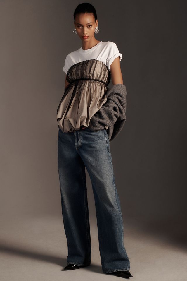 By Anthropologie Strapless Tulle Bubble-Hem Top #3