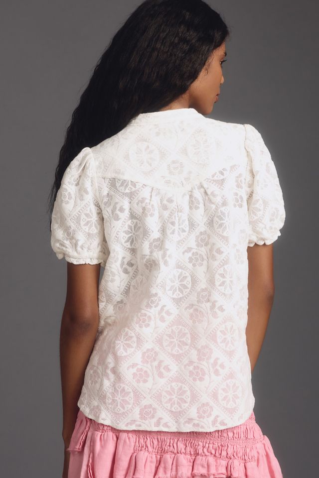 The Aly Puff-Sleeve Blouse by Pilcro #1