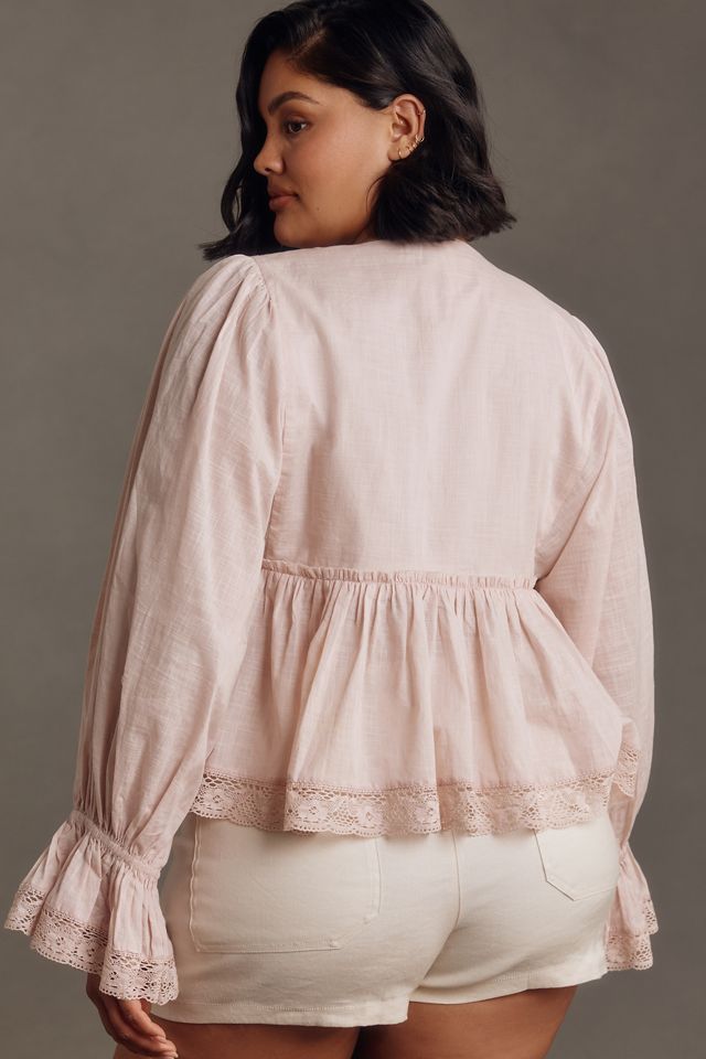 By Anthropologie Long-Sleeve Eyelet Swing Top #4
