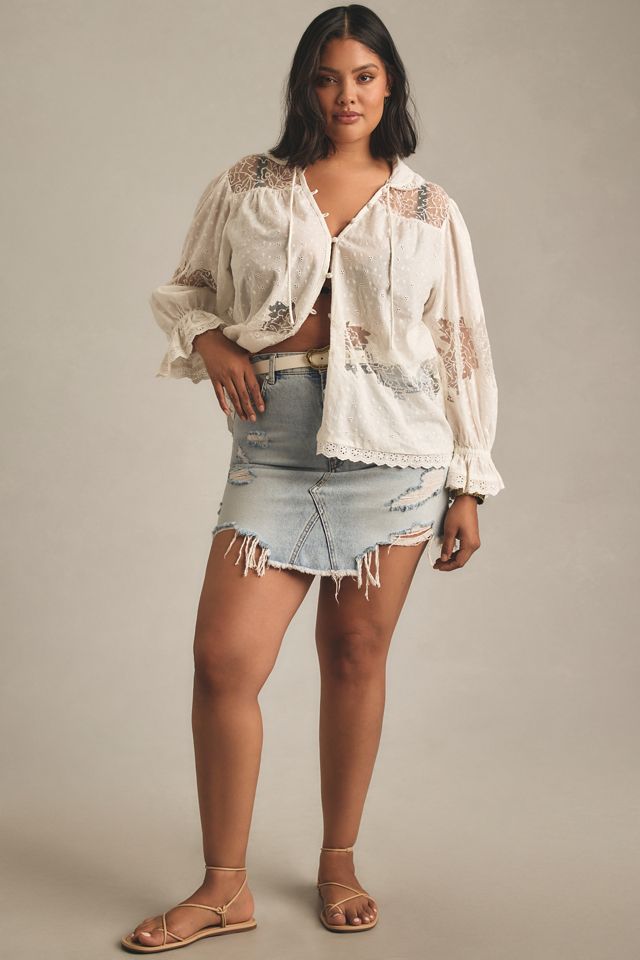 By Anthropologie Mixed Lace Blouse #6